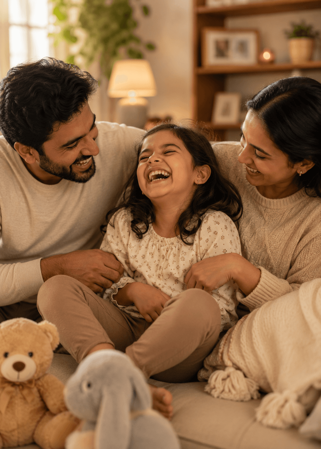Sunset · family laughing · children running · cinematic