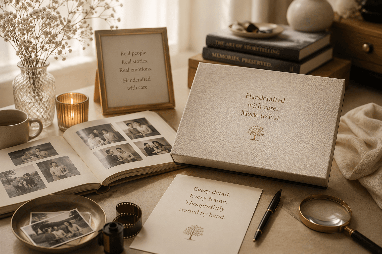 editor at work · warm studio